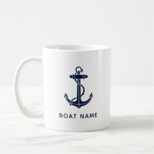 Navy Blue Boat Anker Custom Keepsake Koffiemok