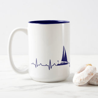 Navy Blue Boat Pulse Coffee Mok
