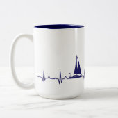 Navy Blue Boat Pulse Coffee Mok (Links)