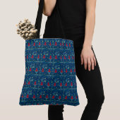 Navy Blue, Bohemian Style Pattern, Canvas tas (Dichtbij)