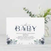 Navy Blue Boho Bloem Boy Baby Shower Kaart (Staand voorkant)