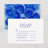 Navy Blue Boho Floral Wedding RSVP Kaartje (Voorkant / Achterkant)