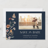 Navy Blue Boho foto slaat de datum op Save The Date (Voorkant)