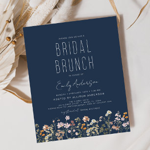 Navy Blue Boho Wildflower Bruids Brunch Shower