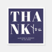 Navy Blue Bold Minimalist Dank u bruiloft Servet (Voorkant)