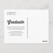 Navy Blue Bold Retro Script Photo Afstuderen Briefkaart (Achterkant)