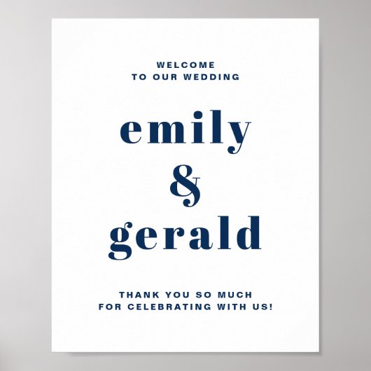 Navy Blue Bold Retro Typografie Weddenschap Welkom Poster (Voorkant)