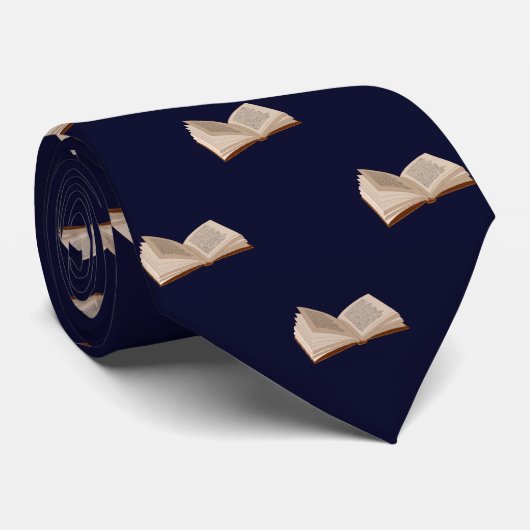 Navy Blue Book Lovers Work, Afstuderen Mannen Stropdas (Opgerold)