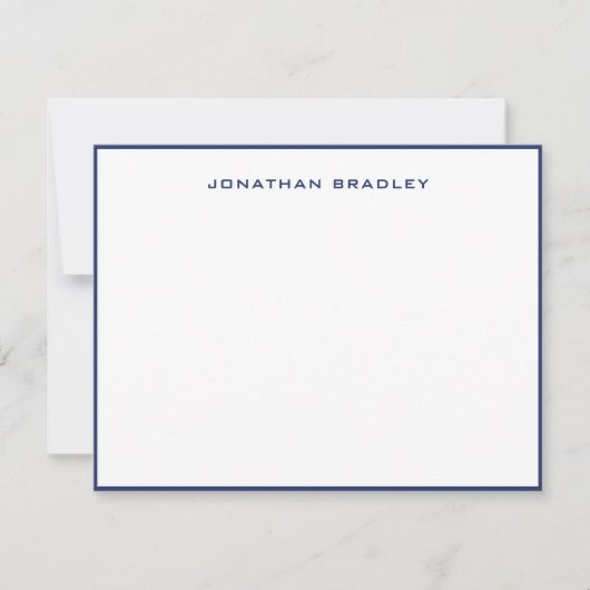 Navy Blue Border Alle Petten Volledige naam Notitiekaartje (Voorkant)