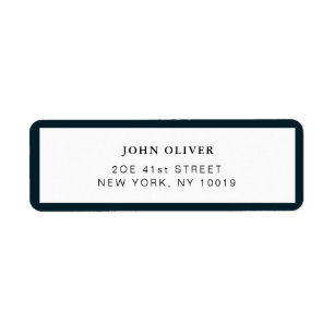 Navy blue border Formele return address Label