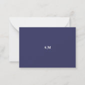 Navy Blue Border Minimalist Name Monogram Notitiekaartje (Achterkant)