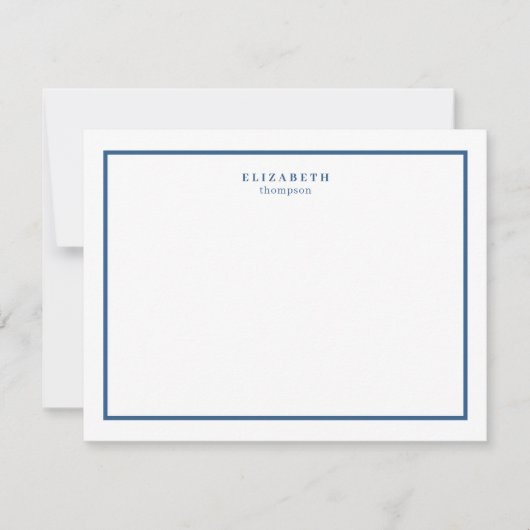 Navy Blue Border Modern Eenvoudig Notitiekaartje (Voorkant)