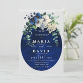 Navy Blue Botanical Floral Edit Kaart (Staand voorkant)