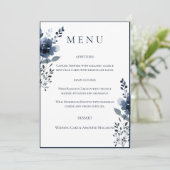 Navy Blue Botanical Wedding Menu (Debout devant)