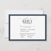 Navy Blue Bourgogne Floral Aquarelle Script RSVP (Dos)