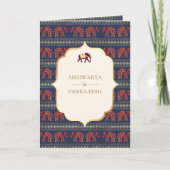 Navy Blue Bourgondië Gold Elephant Indian Wedding (Voorkant)