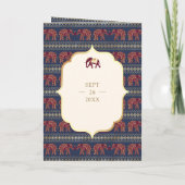 Navy Blue Bourgondië Gold Elephant Indian Wedding (Achterkant)