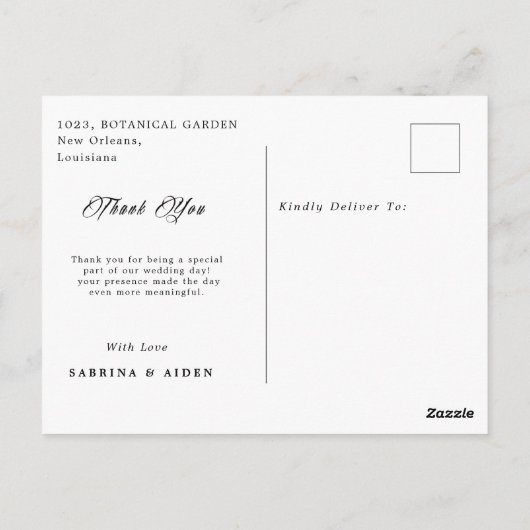 Navy Blue Bourgondië Gotische Bloemige Trouw Dank Briefkaart (Achterkant)