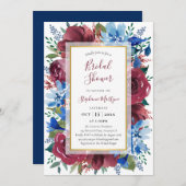 Navy Blue Bourgondië Goud Bloemen Vrijgezellenfees Kaart (Voorkant / Achterkant)