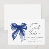 Navy Blue Bow Coquette Script Sweet 16 Merci (Devant / Derrière)