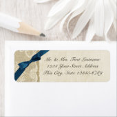 Navy Blue Bow, Kant en Burlap Rustiek Land Etiket (Insitu)