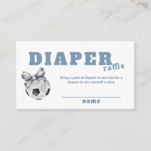 Navy Blue Bow Soccer Diaper Raffle Baby Shower 