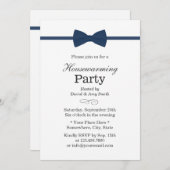 Navy Blue Bow Stropdas Classy Housewarming Party Kaart (Voorkant / Achterkant)