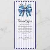 Navy Blue Bow Wedding Place Setting Thank You Card Programma (Voorkant)