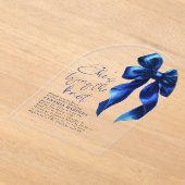 Navy Blue Bow Ze bindt het knoop Vrijgezellenfeest Acryl Uitnodigingen (Laagn)
