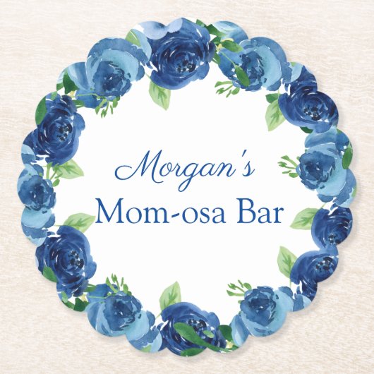 Navy Blue Boy Baby Paper Onderzetter (Voorkant)