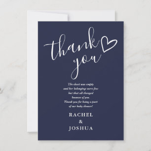 Navy Blue Boy Baby Shower Script Hart Gedicht Bedankkaart