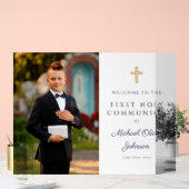 Navy Blue Boy Photo First Communion Welcome (Mariage)