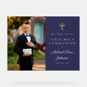Navy Blue Boy Photo First Communion Welcome (Recto)