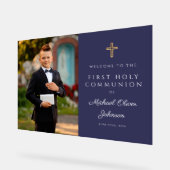 Navy Blue Boy Photo First Communion Welcome (Angle)