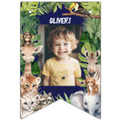 Navy Blue Boy Safari Oerwoud Foto Verjaardag Vlaggetjes (Tweede vlag)