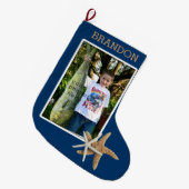 Navy Blue Boys Fotokerststop Grote Kerstsok (Voorkant (Hangend))