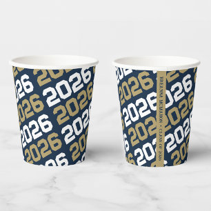 Navy Blue & Brons Gold Class Jaar Afstuderen Papieren Bekers