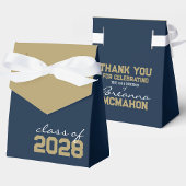 Navy Blue & Brons Goud Afstuderen Favor Boxes Bedankdoosjes