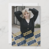 Navy Blue & Bronze Afstuderen foto dank u kaart (Achterkant)