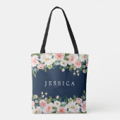 Navy Blue bruidsmeisje cadeau gepersonaliseerde Ca Draagtas (Achterkant)