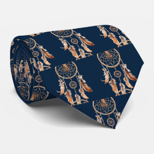 Navy Blue Bruine Dream Catcher Native American Stropdas