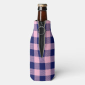 Navy Blue Buffalo Plaid Flesjeskoeler (Fles Achterkant)