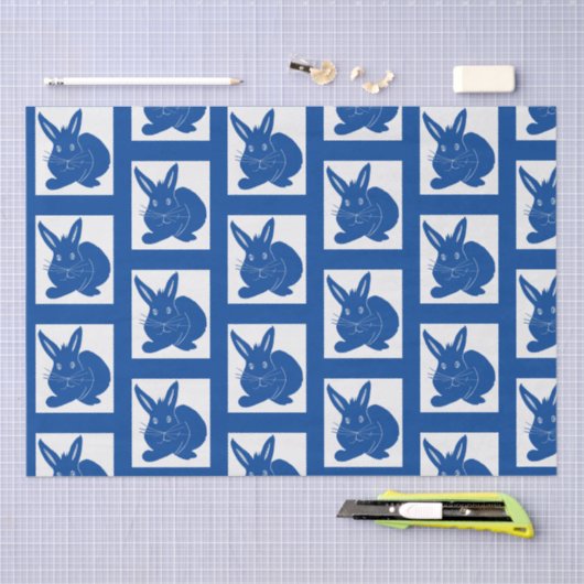 Navy Blue Bunnies Tissuepapier (Craft)