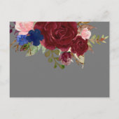 Navy Blue Burgundy Floral Spain Boda RSVP Uitnodiging Briefkaart (Achterkant)