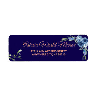 Navy Blue Burgundy Gold Blush Wedding address labe Etiket