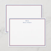 Navy Blue Burgundy Monogrammed Notitiekaartje (Voorkant / Achterkant)