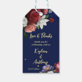 Navy blue burgundy rozen bruiloft bedankt cadeaulabel (Voorkant)