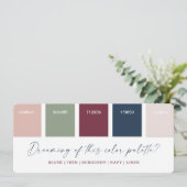 Navy Blue & Burgundy Wedding Color Palette Card Kaart (Staand voorkant)