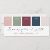 Navy Blue & Burgundy Wedding Color Palette Card Kaart (Voorkant)