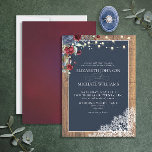Navy Blue Burgundy Wood Script Bodemwedstrijd uitn Kaart
